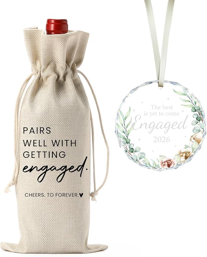 Engaged Engagement Gifts for Couples Her, Engagement Party Decorations for Engaged Couple Wine Bag Bride to Be Wedding Marriage Gift Acrylic Ornament 2026