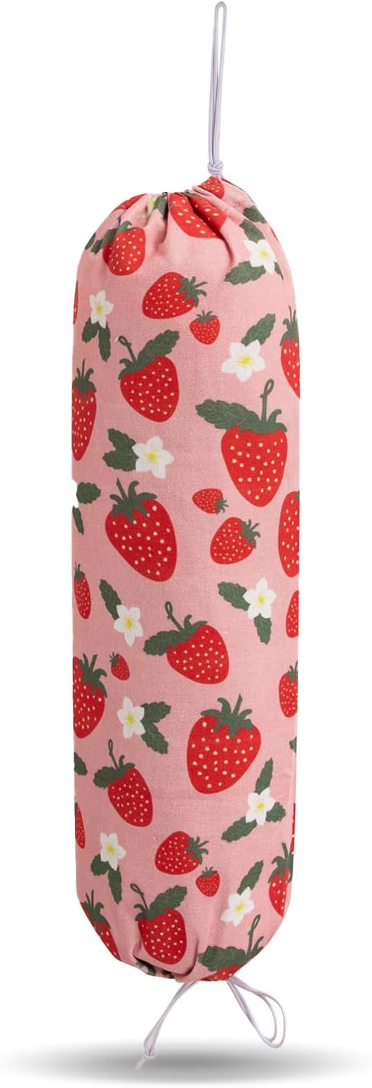 Strawberry Grocery Plastic Bag Holder and Dispenser,Farmhouse Home Decor,Reusable Grocery Accessories Organizer,Garbage Shopping Trash Bags Storage for Kitchen,Gifts for Women Family