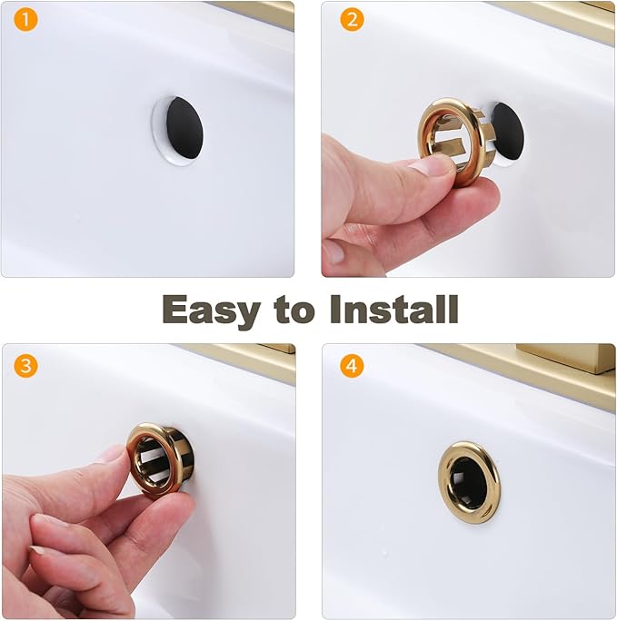 Sink Overflow Ring Brushed Gold: ARCORA 2 Pack Bathroom Kitchen Sink Basin Trim Overflow Cover Hole Insert Cap