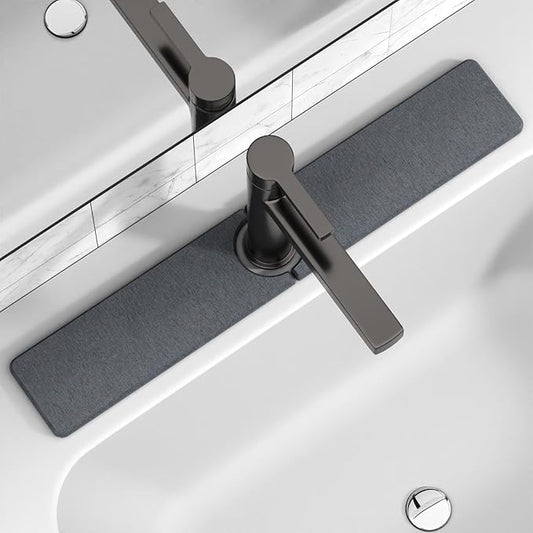 23.6" x 4" Stone Faucet Mat for Kitchen Sink, Quick Drying Diatomite Sink Tray, Faucet Sink Splash Guard for Prevents Moisture Buildup (Dark Gray)