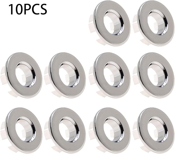 10Pcs Sink Overflow Cover Rings, 30mm / 1.18" Copper Electroplating Small Hole Sink Basin Trim Overflow Cover Hole Insert, for Home, Sinks, Bathroom, Kitchen (Type-B)