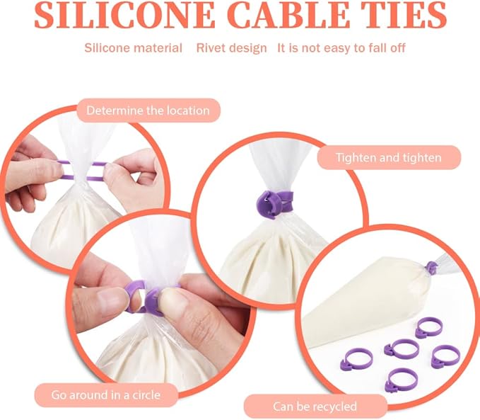 24 Inch Extra Large Piping Bags Disposable,50 Pack Thick Pastry Bags with 6 Bag Ties, Heavy Duty Icing Bags for Frosting,Cream and Pastry Filling,Cake Decorating bags