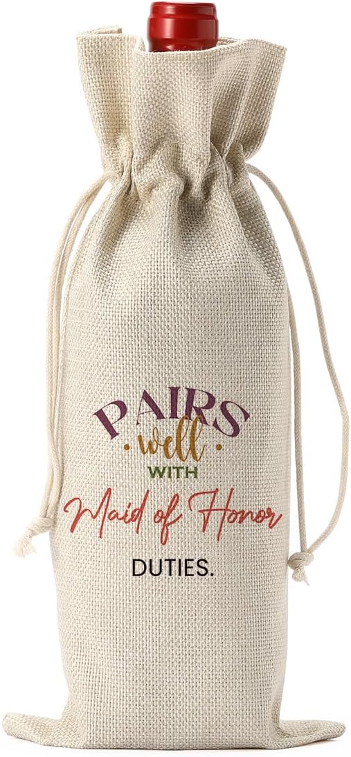 FBCCZEY Maid of Honor Bridesmaid Proposal Gifts Maid of Honor Bridesmaid Wine Bag Wedding Engagement Gift for Bridesmaid Pairs Well with Maid of Honor Duties Wine Bags