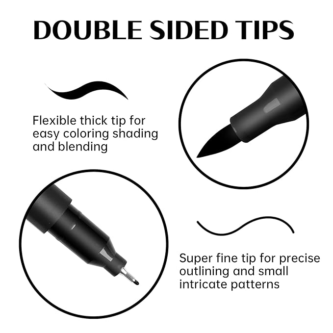 Edible Markers 3Pcs Black & White Food Coloring Pens – Double-Sided Fine & Thick Tips Edible Food Pens for Cookie Decorating, Fondant, Cakes, Desserts, Easter Eggs