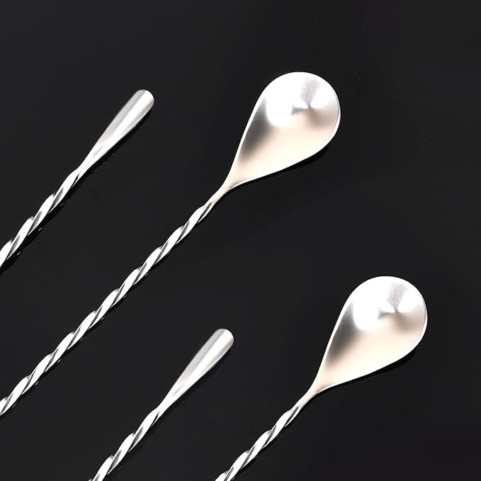 2 Pack Bar Spoon, Cocktail Mixing Spoon, Long Spoons for Stirring, 12 Inch Professional Spiral Stir Spoon for Bartenders, Home Bar Mixing Cocktail Making (304 Grade)