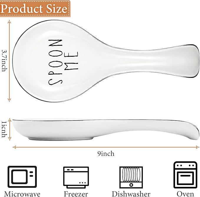 Patelai Ceramic Spoon Rest Spoon Holder Stovetop for Kitchen Stove Coffee Bar Accessories Christmas Gift(White, Black,Text Style)