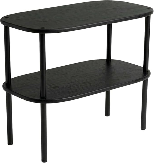 Ibyx Premium Kitchen Cabinet Organizer Shelf - Set of 2 Kitchen Counter Shelves - Stackable Shelf Racks for Cabinets - Bamboo Top with Metal Legs (Black)
