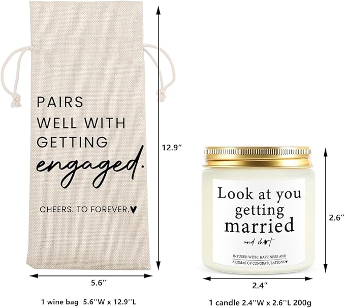 Married Wine Bag Married Mr Mrs Marriage Honeymoon Gifts for Couples Wedding Party Decorations Getting Engaged Wine Bottle Bag Scented Candles Set Champagne Bottle Wraps Bags