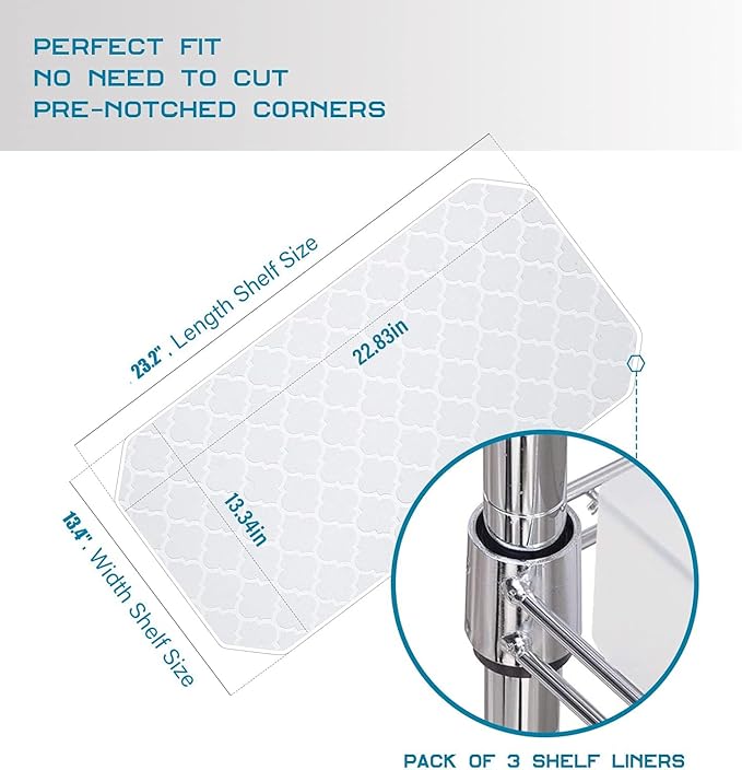 BRIAN & DANY Wire Shelf Liner 13.4" X 23.2", Heavy Duty Shelf Liners for Wire Shelving, Waterproof Protector Mats, Set of 3, Quatrefoil Grey