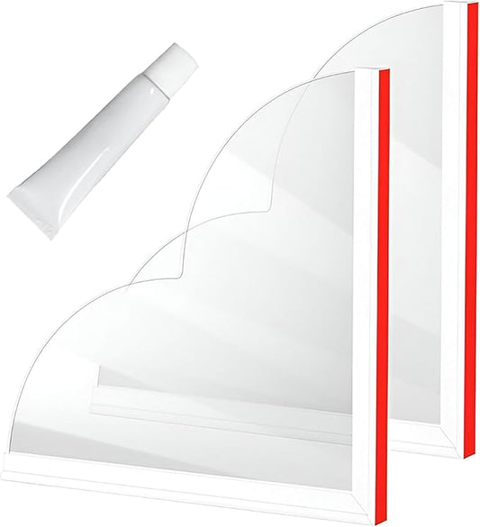 Removable Tub Splash Guard 2 Pack, Bathtub Splash Guard with Silicone Base & Acrylic Shower Corner Water Guard, Self Adhesive Shower Splash Guards to Keep Water in Tub or Walk-in Shower