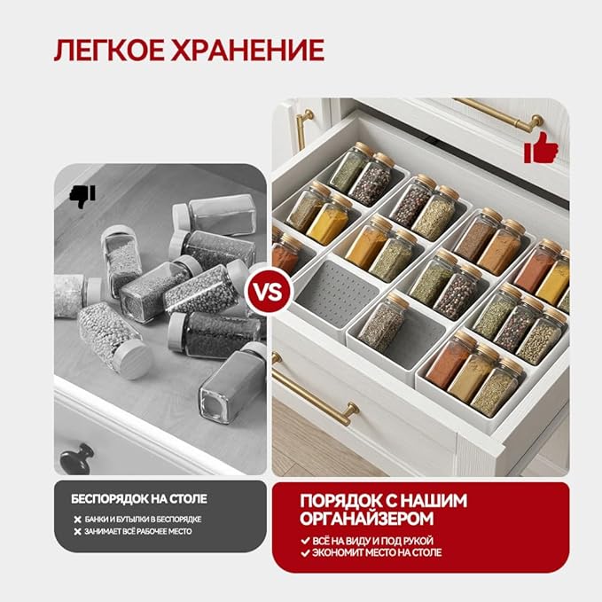 Spice Drawer Organizer,4 Pack,3 Tier Non-Slip Silicone Seasoning Jar Drawer Insert,Spice Rack Organization for Drawer,Kitchen Spice Rack Tray for Cabinet Countertop Makeup Storage