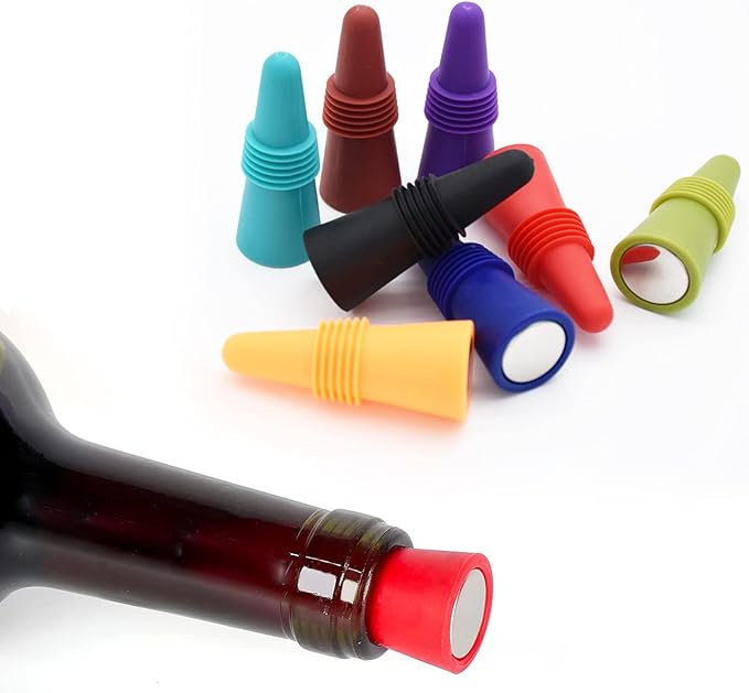 12PCS Wine Stoppers Beverage Bottle Sealer Soft Silicone Wine Bottle Stoppers Corks with Grip Top for Keeping Wine Champagne Fresh