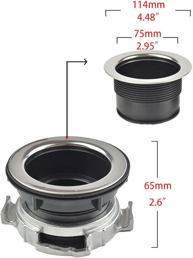 Garbage Disposal Mount Sink Flange Kit and Stopper for Waste King, Garbage Disposal Drain Assembly Kit, Rubber Flange and Drain Lock Nut for Waste King, Whirlaway Parts (114mm) Model : 1030