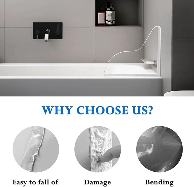 Shower Splash Guard for Bathtub - Tub Splash Guard-Shower Splash Guard for Tub-Tub Water Splash Guard-Bathtub Water Guards-Shower Water Blocker-Shower Guards to Keep Water in Shower - Clear 1 Set