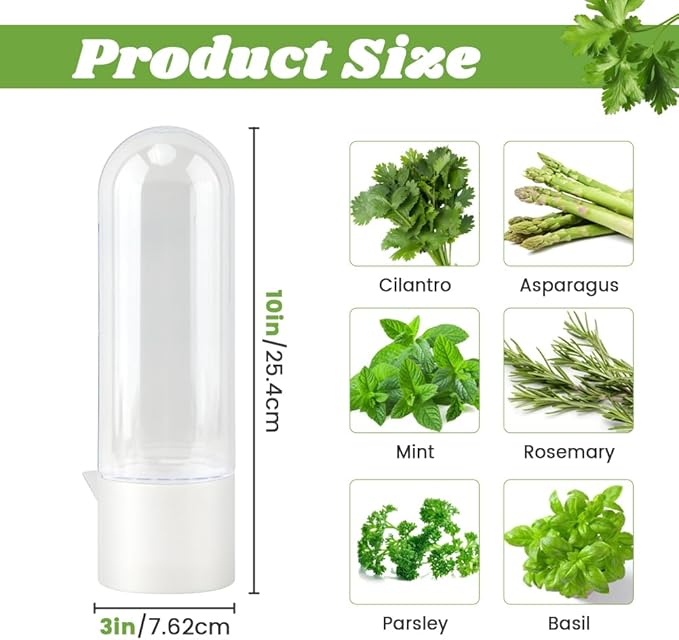 Fresh Herb Saver Cilantro Storage Containers for Refrigerator, Transparent Herbs Saver fits Fridge Asparagus Parsley Mint Leaves, Keeps Greens Vegetables for 2-3 Weeks(SIZE:1 pc)