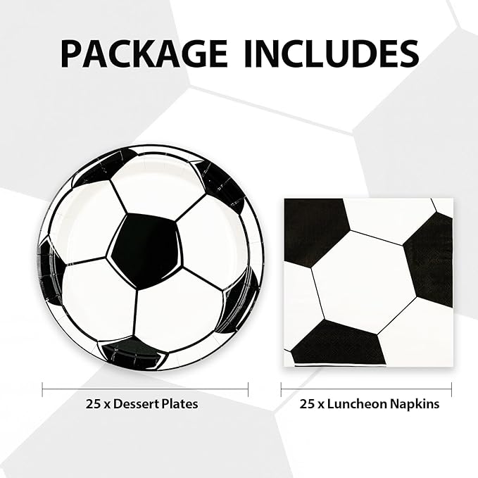 50PCS Soccer Plates and Napkins Party Decorations, 7inch Disposable Soccer Themed Birthday Paper Plates and Napkins Tableware Set Sports Party Supplies for Birthday Baby Shower Game Favors