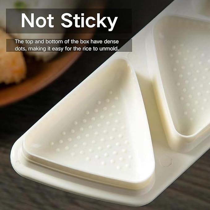 6 in 1 Onigiri Mold Triangle Rice Ball Mold Musubi Press Onigiri Maker Sushi Making Kit Once Quickly Make 6pcs Rice Balls for Lunch and Home DIY (Beige)