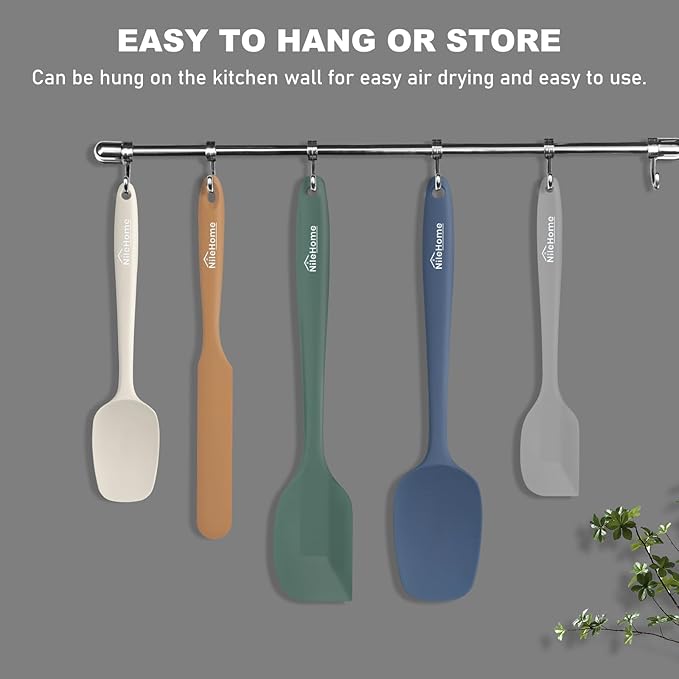NileHome Silicone Spatula Set, 5 Pieces Food Grade Kitchen Utensils with Silicone Brush Heat Resistant BPA-free Rubber Spatula for Scraping, Baking, Cooking, Mixing—Forest Style