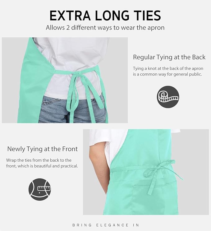Syntus Apron for Men Women, Adjustable Cooking Kitchen Chef Aprons with 2 Pockets