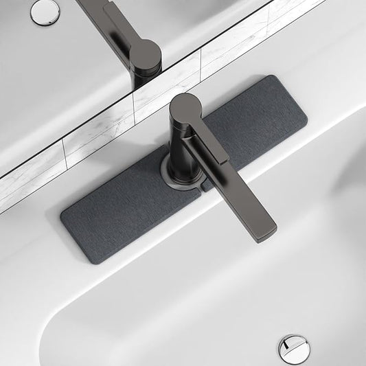 15.8" x 4" Stone Faucet Mat for Kitchen Sink, Quick Drying Diatomite Sink Tray, Faucet Sink Splash Guard for Prevents Moisture Buildup (Dark Gray)