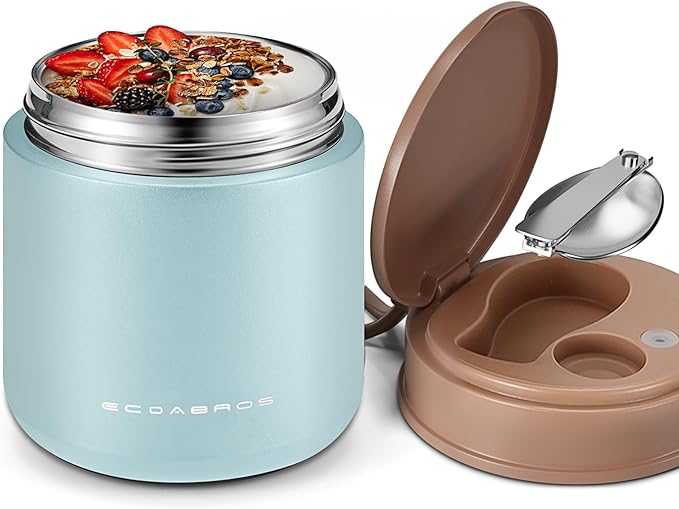 Kids Thermo Food Jar for Hot Food, 15.2 oz Vacuum Insulated Hot & Cold Lunch Container with 316 Stainless Steel Interior, Wide Mouth Soup Jar for School (Blue)
