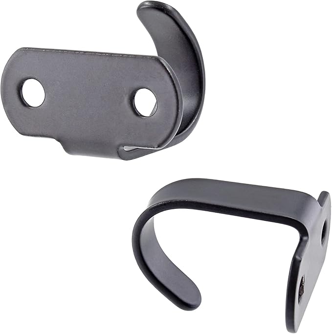 12PCS Stainless Steel Under-Shelf Coat Hook with Screws Mount Ceiling Hooks Top Mount Hooks Towel/Robe Clothes Hook for Bathroom Kitchen Cabinet (Black)