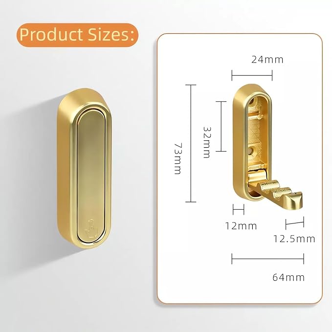 Gold Hooks for Wall Folding Coat Hook Folding Wall Hooks Up to 55 lbs Heavy Duty Space-Saving Easy Installation Metal Foldable Hook Wall Mount for Hanging Coats, Hats, Keys, Bags (2PCS - Silver)