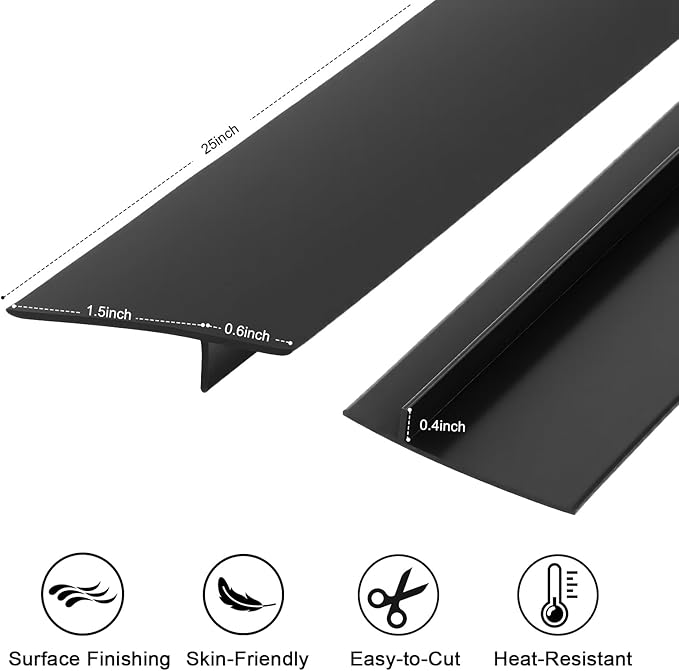 2 Pack Silicone Stove Gap Covers, Heat Resistant Oven Gap Filler Seals Gaps Between Stovetop and Counter, Premium Material, Effectively Stain Resistant, Easy to Clean, Easy to Cut, 25 Inches
