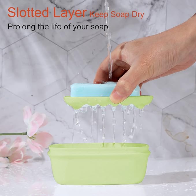 Quatish 4 Pack Travel Soap Case Leakproof, Portable Travel Bar Soap Holder Container with Lid for Camping, Gym, Multicolor