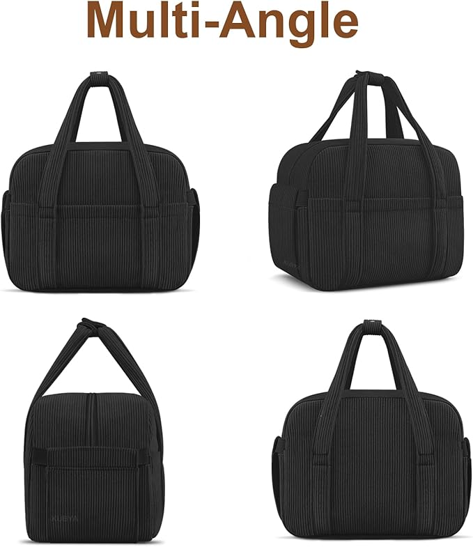 KUBYA Corduroy Lunch Box Lunch Bag for Women Men, Cute Strawberry Small Insulated Reusable Work Leakproof Simple Lunch Boxes Tote Bag Adults Cooler Bag