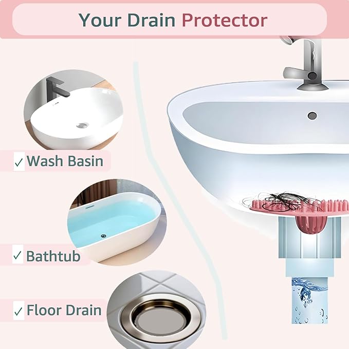 Sink Drain Strainer, Hair Catcher Shower Drain, Bathroom Silicone Bathtub Drain Cover, Bath Tub Kitchen Accessories Trap Collector Remover Protector Stopper Essentials 3 Pack (Patented)
