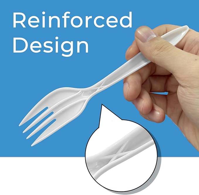 700 Count Medium Weight Plastic Forks White Disposable Plastic Silverware Forks Bulk - Heat Resistant & BPA Free, Solid and Durable for Party Restaurant
