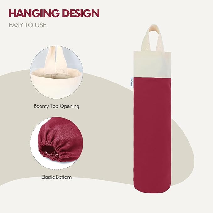 Plastic Bag Holder, Wall Mount Grocery Bag Holder for Plastic Bags Storage, Cotton Shopping Garbage Sack Organizer, Large Trash Bag Dispenser for Home Kitchen Decor