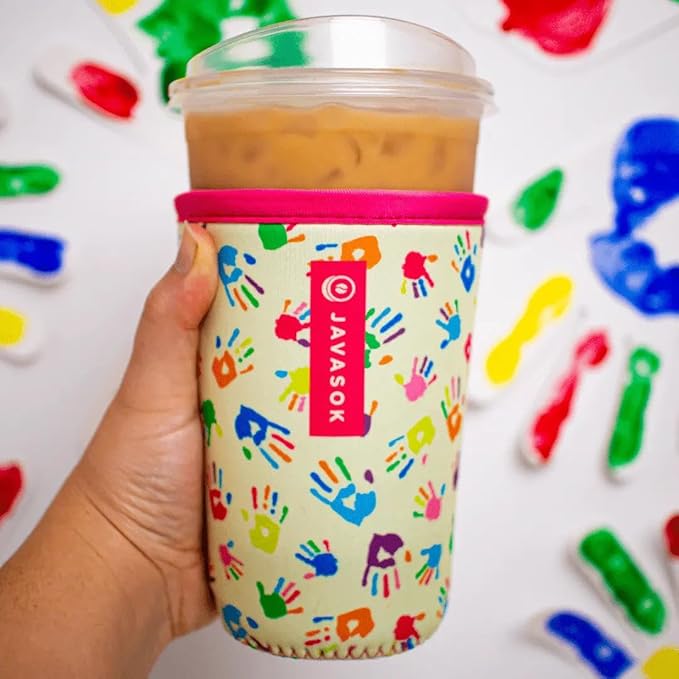 Sok It JavaSok Iced Coffee & Cold Soda Insulated Neoprene Cup Sleeve (Hand-Painted Treasures, Large: 30-32oz)