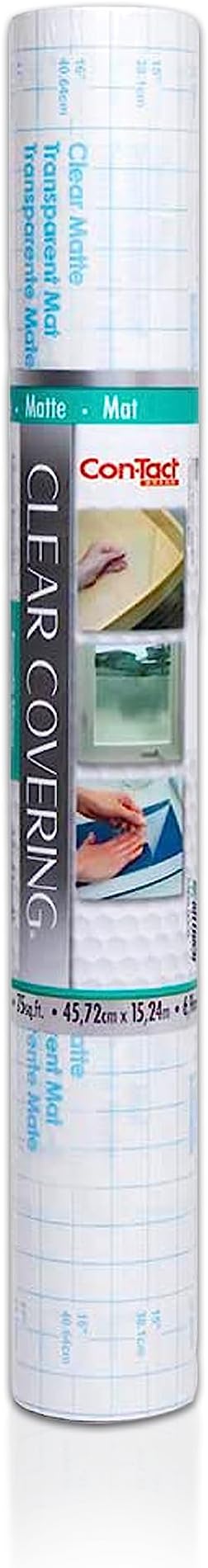 Con-Tact Brand Creative Clear Covering, Versatile and Self-Adhesive Shelf Liner, Ideal Privacy Film, Protective Clear Vinyl, 18'' x 50', Matte