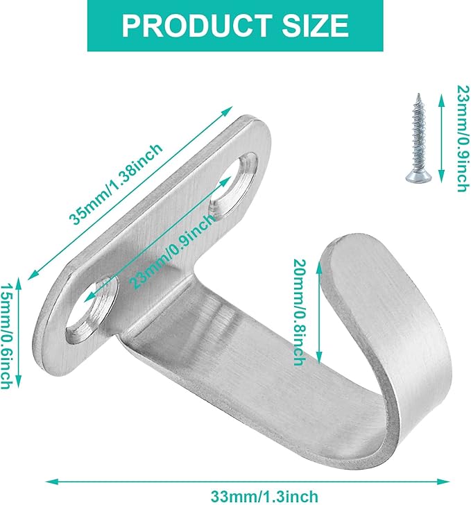 12Pcs Screw Mount Ceiling Hooks Stainless Steel Under-Shelf Towel Hook Heavy Duty Coat Hook Hanger for Kitchen, Cupboard, Cabinet, Bathroom (Brushed Nickel)