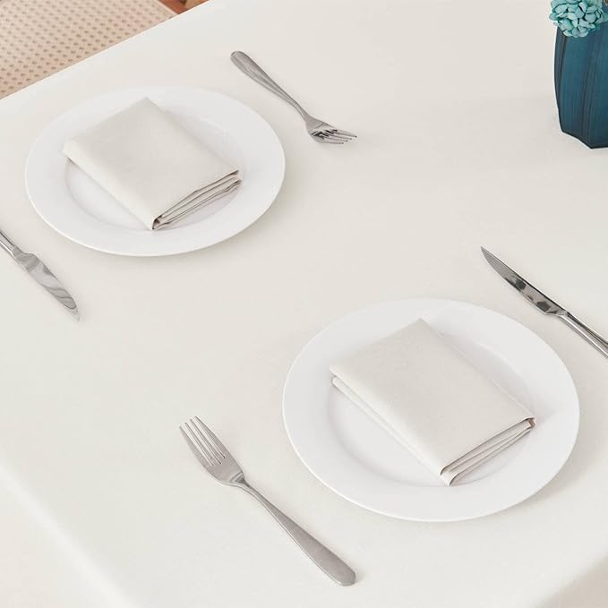 Veblandy Rectangle Tablecloth 60x144 inch Linen Textured Waterproof Table Cloth Stain and Wrinkle Resistant Washable, Decorative Fabric Table Cover for Outdoor and Indoor Use, Ivory