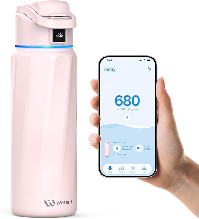 BOOST Smart Water Bottle with Reminder & Tracker, Double Wall Vacuum Insulated Bottles Stainless Steel, 32oz BPA-Free Wide Mouth for School, Gym, Office, Ideal for Father's Day