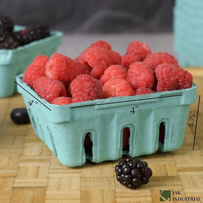 45 Half Pint Berry Basket – Pulp Fiber Vented Produce Container – Bulk Package of Mini Baskets for Displaying Fruit and Vegetables at Farmer’s Markets