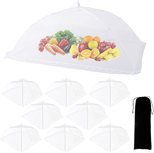 9 Pack Food Covers for Outdoors Include 1 Extra Large (40"X 24") & 8 Standard (17"X 17") Food Tents Mesh Food Covers for Outside