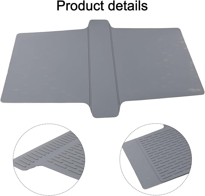 Silicone Kitchen Sink Divider Mat Heat Resistant Counter Protection Pad Double Basin Bridge Mat Dishwasher Safe Non-Slip Dish Drying Rack Between Sinks 17.6x12.8(Grey)