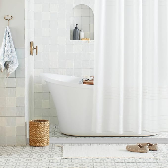 4'' High Shower Threshold Water Dam, 67" Long Collapsible Shower Water Splash Guard, Self-adhesive Shower Barrier
