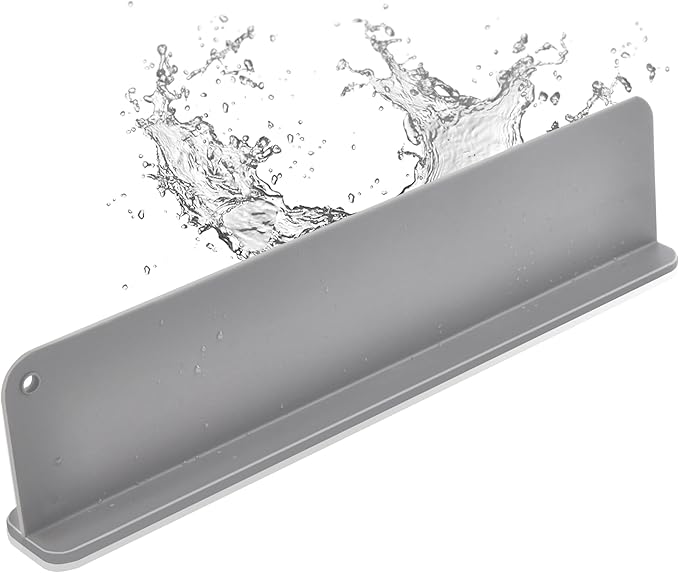 Silicone Sink Splash Guard, Sink Splash Guard with Suction Cup, Kitchen Sink Splash Guard That Can Be Placed Behind The Sink, Sink Splash Guard(17.3 x 4.1 Inch Grey)