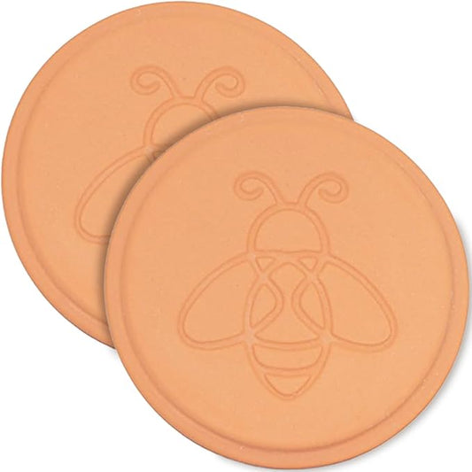 2PCS Terracotta Brown Sugar Keeper Brown Sugar Saver and Softener Disc to Maintain Food Moisture in Storage Container (Bee)