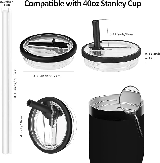 Stanley Lid Replacement 40 oz Black 2.0 no Spill Lid Leak Proof Spill Proof Cup Lid Compateble Stanley Cup Accessories