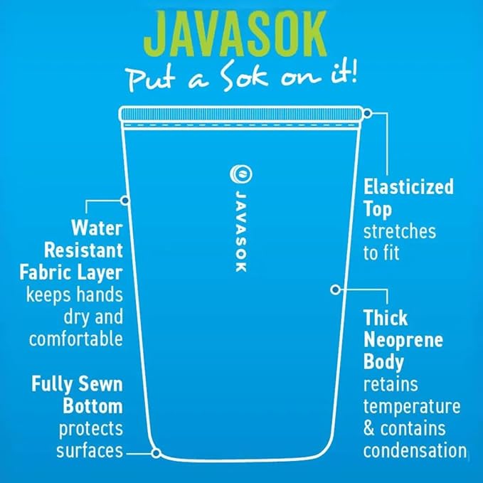 Sok It JavaSok Iced Coffee & Cold Soda Insulated Neoprene Cup Sleeve (Hand-Painted Treasures, Large: 30-32oz)