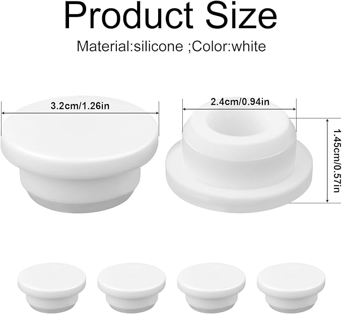 10pcs Silicone Sink Overflow Hole Cover, Round Spillover Cap Ring Stopper for Kitchen Bathroom Basin Easy-Fit Overflow Drain Cover Insert Plug for Home Bath Kitchen Washbasin Sinks (White)