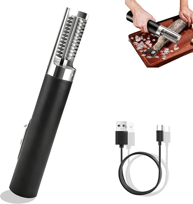 Electric Fish Scaler, Fish Scale Remover with Stainless Steel Roller Blade, Built-In Rechargeable Battery, Professional Fish Descaler Tool for Chef and Home Cooks Fish Cleaning Tools