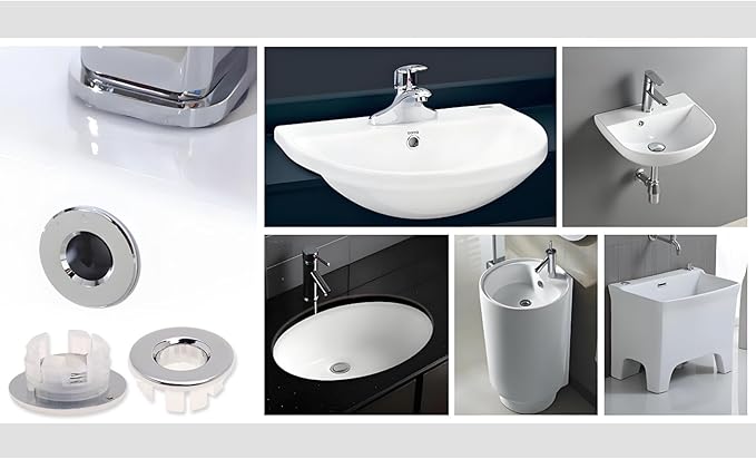10Pcs Sink Overflow Cover Rings, 30mm / 1.18" Copper Electroplating Small Hole Sink Basin Trim Overflow Cover Hole Insert, for Home, Sinks, Bathroom, Kitchen (Type-B)