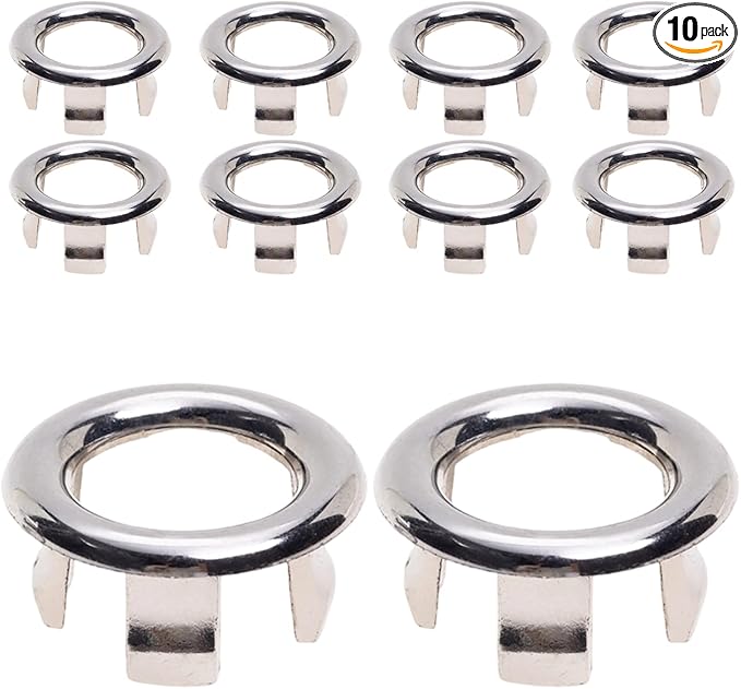 10Pcs Sink Overflow Cover Rings, 30mm / 1.18" Plastic Electroplating Big Hole Sink Basin Trim Overflow Cover Hole Insert, for Home, Sinks, Bathroom, Kitchen (Type-A)